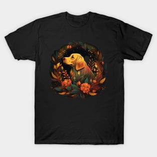 Golden Retriever Dog, Floral Ornament, Dog Lover T-Shirt